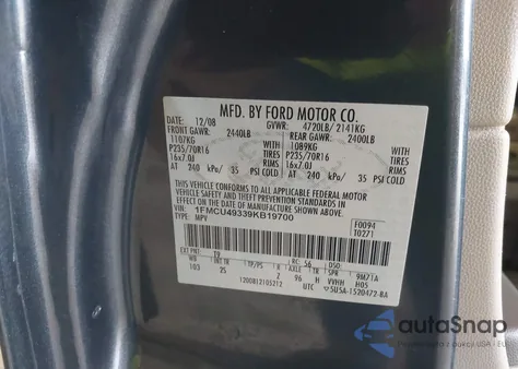 2009 Ford Escape Hybrid из США, поврежденный, VIN 1FMCU49339KB19700